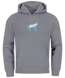 Neverless Hoodie Herren Geometrie Polygon Tiere Print Motiv Grau/Hellgrau/Blau