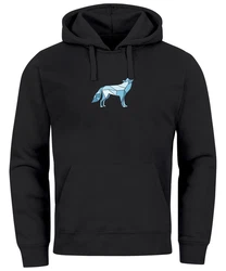 Neverless Hoodie Herren Geometrie Polygon Tiere Print Motiv Schwarz/Blau/Hellblau