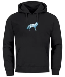 Neverless Hoodie Herren Geometrie Polygon Tiere Print Motiv Schwarz/Blau/Hellblau