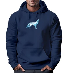 Neverless Hoodie Herren Geometrie Polygon Tiere Print Motiv Blau/Dunkelblau