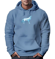 Neverless Hoodie Herren Geometrie Polygon Tiere Print Motiv Blau/Hellblau