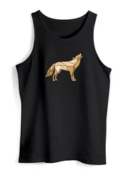 Neverless Tanktop Herren Aufdruck Wolf Polygon Braun/Schwarz/Grau/Beige