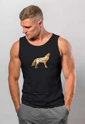 Neverless Tanktop Herren Aufdruck Wolf Polygon Braun/Schwarz/Grau/Beige