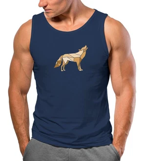 Neverless Tanktop Herren Aufdruck Wolf Polygon