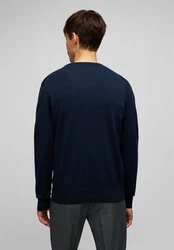 HECHTER PARIS V-Ausschnitt Pullover Dunkelblau/Blau