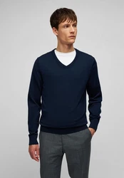 HECHTER PARIS V-Ausschnitt Pullover Dunkelblau/Blau