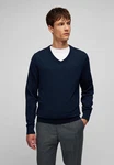 HECHTER PARIS V-Ausschnitt Pullover Dunkelblau/Blau