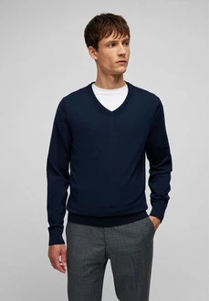 HECHTER PARIS V-Ausschnitt Pullover Dunkelblau/Blau HECHTER PARIS V-Ausschnitt Pullover Dunkelblau/Blau