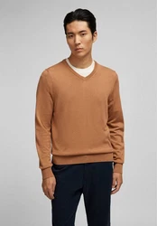 HECHTER PARIS V-Ausschnitt Pullover Braun/Orange