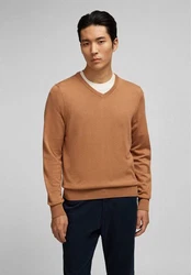 HECHTER PARIS V-Ausschnitt Pullover Braun/Orange