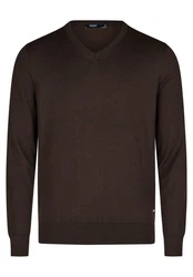 HECHTER PARIS V-Ausschnitt Pullover Dunkelbraun/Schwarz/Dunkelrot/Braun