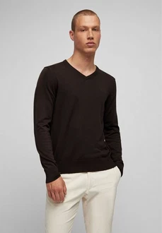 HECHTER PARIS V-Ausschnitt Pullover Dunkelbraun/Schwarz/Dunkelrot/Braun