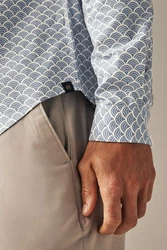 Next Langarmhemd Bedrucktes Oxford-Langarmhemd mit Stretch Grau/Blau/Hellblau/Dunkelblau
