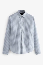 Langarmhemd Bedrucktes Oxford-Langarmhemd mit Stretch (1-tlg)
