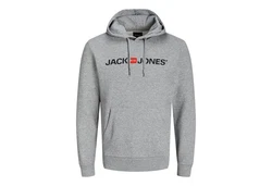 JACK & JONES Herren Hoodie Logo JJECORP Old Sweat Hood NOOS (12137054) graumeliert/orange/schwarz