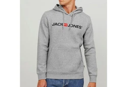 JACK & JONES Herren Hoodie Logo JJECORP Old Sweat Hood NOOS (12137054) graumeliert/orange/schwarz