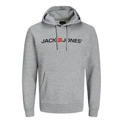 JACK & JONES Herren Hoodie Logo JJECORP Old Sweat Hood NOOS (12137054) graumeliert/orange/schwarz