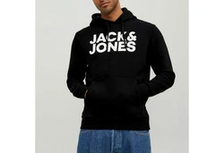 JACK & JONES Herren Hoodie Kapuzenpullover JJECORP (12152840) Black 2/Schwarz