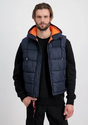 Alpha Industries Blouson Men Hooded Puffer Vest FD Dunkelblau/Rot/Orange