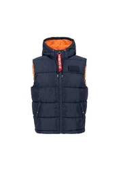 Alpha Industries Blouson Men Hooded Puffer Vest FD Dunkelblau/Rot/Orange
