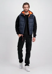 Alpha Industries Blouson Men Hooded Puffer Vest FD Dunkelblau/Rot/Orange