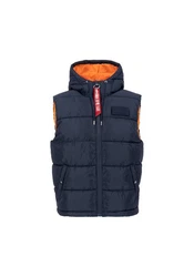 Alpha Industries Blouson Men Hooded Puffer Vest FD Dunkelblau/Rot/Orange