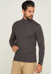 behype Rollkragenpullover BHFLORO Dunkelgrau/Grau/Schwarz/Braun