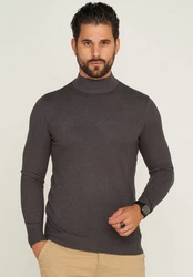 behype Rollkragenpullover BHFLORO Dunkelgrau/Grau/Schwarz/Braun