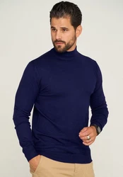 behype Rollkragenpullover BHFLORO Dunkelblau/Blau/Hellblau