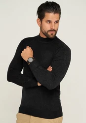behype Rollkragenpullover BHFLORO Schwarz/Rot