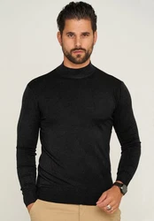 behype Rollkragenpullover BHFLORO Schwarz/Rot