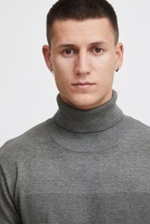 Indicode Rollkragenpullover IDErnetto Dunkelgrau/Grau/Hellgrau