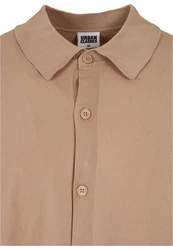 URBAN CLASSICS Langarmhemd Knitted Shirt Braun/Beige/Khaki
