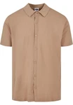 URBAN CLASSICS Langarmhemd Knitted Shirt Braun/Beige/Khaki