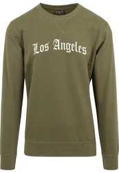 Mister Tee Kapuzenpullover Los Angeles Wording Crewneck Dunkelgrün/Grün