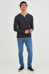 Blend Rundhalsshirt BLEND BHLeonas Dunkelgrau/Hellblau/Grau