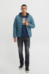 Blend Blouson Leichte Steppjacke Wattierte Basic Übergangsjacke mit Kapuze (4591) Hellblau/Dunkelblau/Blau