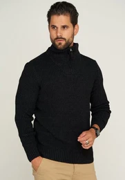 Strickpullover CRHAMAR Grobstrick Muster Troyer Pullover