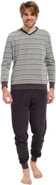 Schlafanzug Herren Frottee Pyjama lang (2 tlg) mit Bndchen