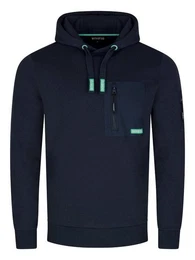 Kapuzenpullover Herren Hoodie RIVLasse Regular Fit Longsleeve Sweatshirt mit Cross-Over-Kragen und Brusttasche