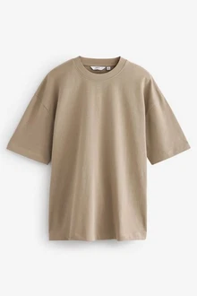 Next T-Shirt Oversized Fit T-Shirt Braun/Beige/Khaki