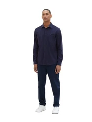 TOM TAILOR Langarmhemd Dunkelblau/Hellblau