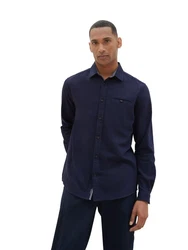 TOM TAILOR Langarmhemd Dunkelblau/Hellblau