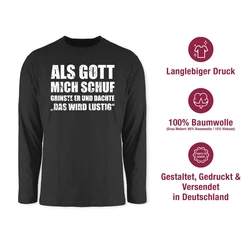 Shirtracer Rundhalsshirt Als Gott mich schuf grinste er - Lustige Sprüche Witziger Spruch Statement Dunkelgrau/Hellgrau/Weiß/Grau