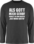 Shirtracer Rundhalsshirt Als Gott mich schuf grinste er - Lustige Sprüche Witziger Spruch Statement Dunkelgrau/Hellgrau/Weiß/Grau