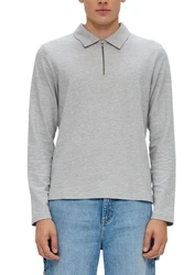 QS Langarmshirt Longshirt Reißverschluss Grau/Hellgrau