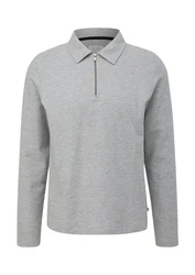 QS Langarmshirt Longshirt Reißverschluss Grau/Hellgrau