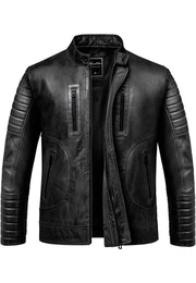Lederjacke EUCLID Lederjacke Echtleder Herren Biker Zipper Jacke