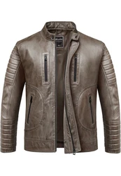 Amaci&Sons Lederjacke EUCLID Herren Biker Jacke Grau/Braun/Khaki/Dunkelgrün/Dunkelbraun