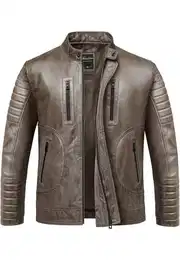 Lederjacke EUCLID Lederjacke Echtleder Herren Biker Zipper Jacke